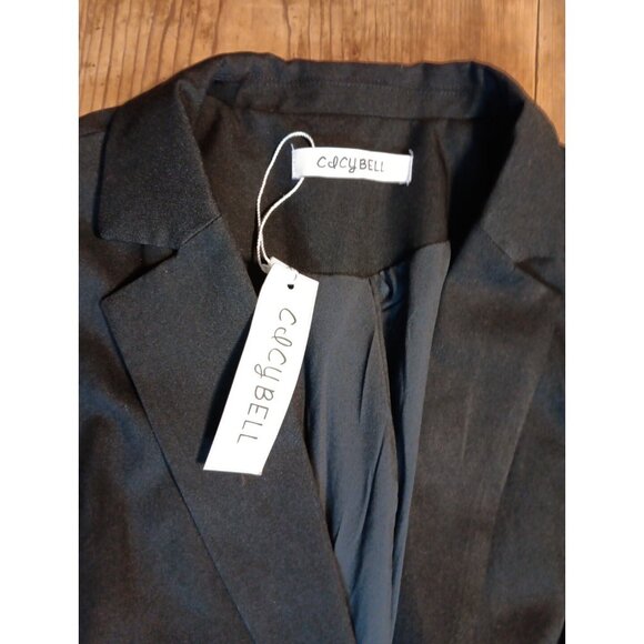Cicy Bell Womens L Blazer Jacket Button Closure Black Office Career Business NWT - Picture 2 of 6
